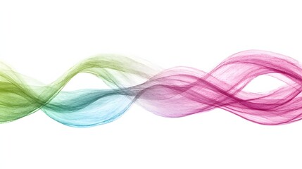 Wall Mural - Colorful Abstract Waves Flowing Smoothly Across A White Background Creating A Dynamic Atmosphere