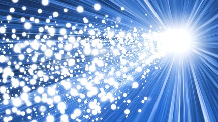 Wall Mural - Vibrant Abstract Blue Light Burst with Sparkling Particles Radiating from a Central Source