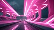 © LoFi J. - purple neon lights on a train platform in a dark room