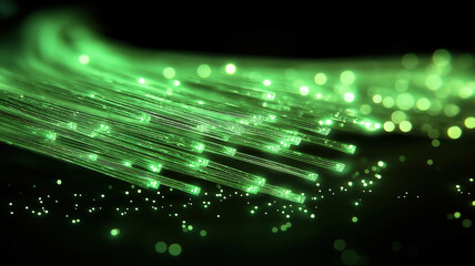 Wall Mural - fiber optic cable glowing with information flow, representing technology and data transfer concepts