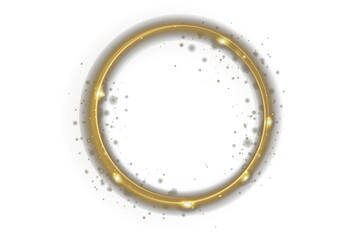 Wall Mural - sparkling stardust ring forms abstract celestial energy frame. vector gold line flows dynamically li