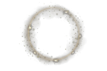 Wall Mural - sparkling stardust ring forms abstract celestial energy frame. vector gold line flows dynamically li