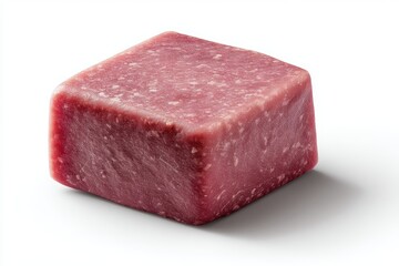 Aufkleber - Captivating cube of uncooked meat a square shape isolated on a pristine white background
