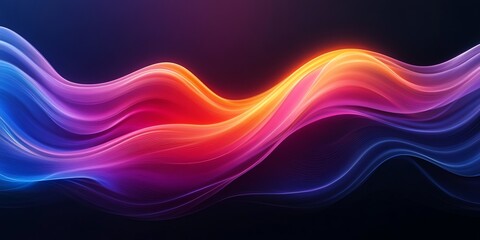 Wall Mural - vibrant red blue and orange waves flow smoothly across a dark background great for website headers o