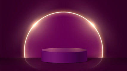Wall Mural - Abstract minimal scene. Minimal podium with soft material base. Soft podium stages and product showcase platform with covers and golden in round and square shape. 