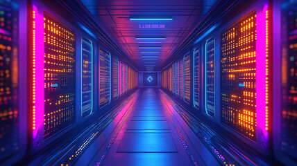 Wall Mural - futuristic circuit board illustration showcasing advanced server code processing and data flow