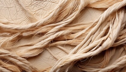 Wall Mural - close-up of twisted blond fibers on textured surface