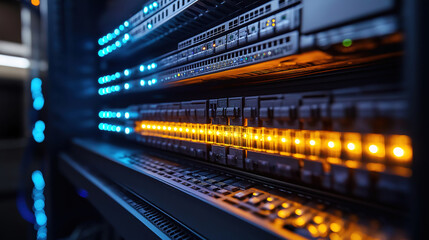 Wall Mural - optical rack for telecommunication systems in a data center supporting high-speed data flow