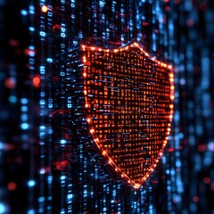 Leinwandbilder - A glowing digital shield representing cybersecurity, data protection, and online safety in the modern digital world. Futuristic Technology Backgrounds Digital Shield Cyber Security and Data Protection