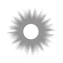 Leinwandbilder - Burst Halftone light effect. Glowing light burst. abstract grunge halftone dots background. Vector illustration.