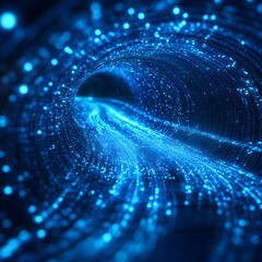 Poster - A mesmerizing digital art piece showcasing a glowing blue tunnel. It depicts a futuristic technology concept. Futuristic Technology Backgrounds Abstract Digital Tunnel