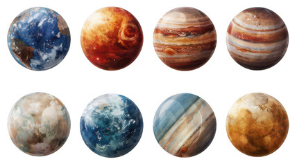 Wall Mural - Planets of the solar system illustration science education astronomy art on transparent background