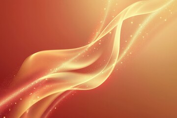 Wall Mural - Elegant Flowing Waves of Light in Warm Amber Tones Background