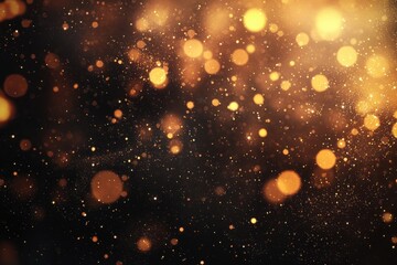 Wall Mural - Sparkling Golden Bokeh Effect in Dark Background for Creative Use