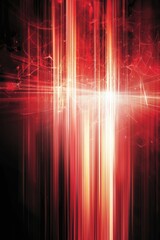 Canvas Print - Abstract Red Light Rays with Vertical Stripes and Dynamic Patterns
