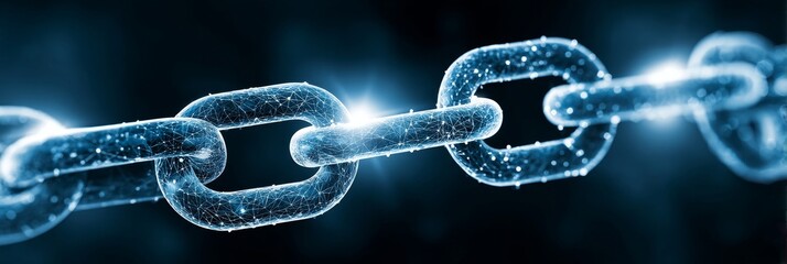Chain of Connection - Abstract of a glowing blue chain, representing connection, network, and technology. Perfect for tech, business, and security concepts