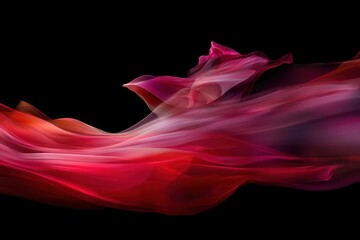 Wall Mural - Vibrant Flowing Red and Pink Abstract Art in Dark Background