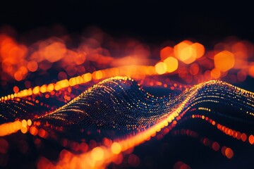 Wall Mural - colorful abstract light wave with bright glowing particles in motion