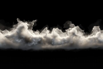 Wall Mural - ethereal white clouds in soft misty formation on black background