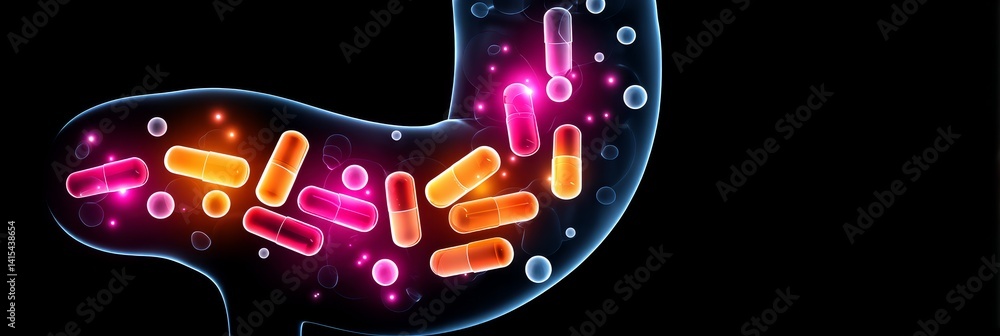 Supplement Absorption Stock-Illustration „Stomach Absorption Visualization - Visual ...