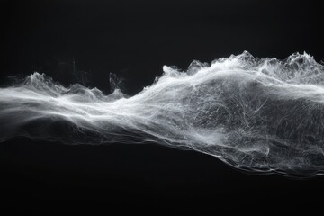 Poster - Abstract White Smoke Flowing Gently on Black Background