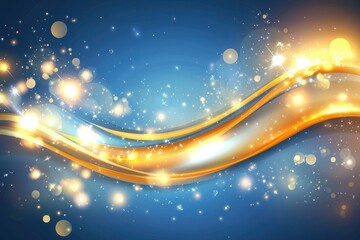 Wall Mural - Shimmering Wave of Light and Color on a Blue Background