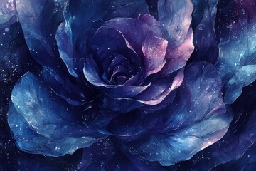 Wall Mural - Vibrant Cosmic Rose with Swirling Colors and Starry Background