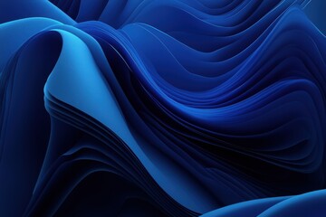 Wall Mural - Abstract Waves in Deep Blue Tones with Fluid Motion and Texture