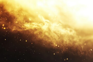 Wall Mural - ethereal golden smoke with bokeh effect and dark background