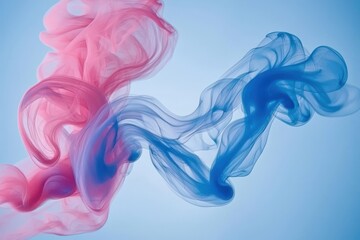 Wall Mural - Colorful Smoke Swirls in Blue and Pink on Light Background