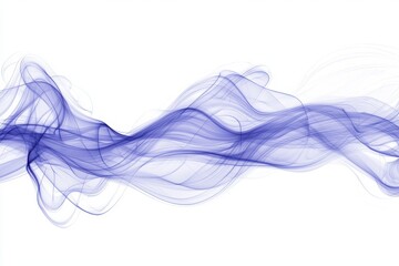 Poster - Ethereal Blue Waves of Smoke Flowing Gently Across a White Background