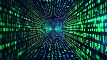 Digital Data Stream: A Binary Code Tunnel of Information and Technology