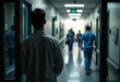 © Vladimir - Doctor silhouette observing medical staff in hospital corridor