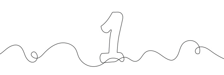 Wall Mural - Number 1in continuous line drawing style. Line art of number nine. Vector illustration. Abstract drawing number 1