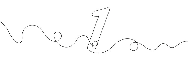 Wall Mural - Number 1in continuous line drawing style. Line art of number nine. Vector illustration. Abstract drawing number 1