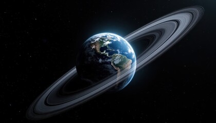 Wall Mural - earth with cosmic rings