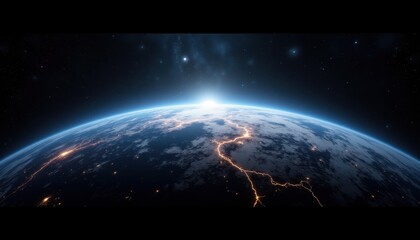 Wall Mural - earth from space, sunrise