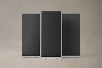 Wall Mural - 3D illustration. Roll-up banner mockup isolated