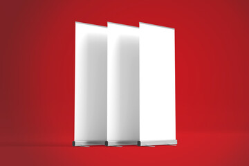 Wall Mural - 3D illustration. Roll-up banner mockup isolated