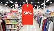 © Northlight Studio - Holiday shopping discounts bring excitement to winter sales with bright red signage in a retail store