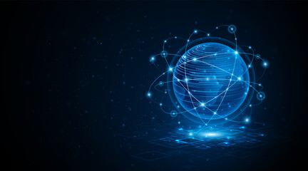 Aufkleber - Global connection network background. World map. High-speed internet technology concept or fast wireless data transmission. modern internet network connection technology background	