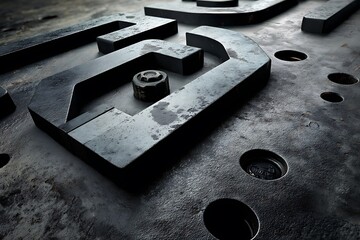 Wall Mural - Close-up of heavy industrial machinery parts, showcasing worn metal and intricate details.