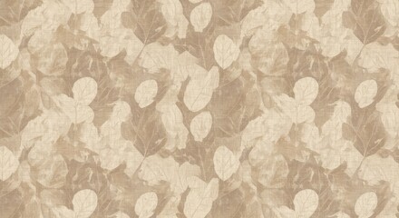 Leinwandbilder - Seamless texture of beige leaves for textile design and backgrounds