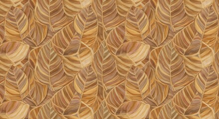 Leinwandbilder - Autumnal Leaves Pattern Design Seamlessly Repeating in Brown Tones