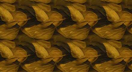 Leinwandbilder - Seamless pattern of dried leaves presenting autumnal textures and colors