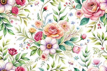  Flowery pattern with pink and yellow flowers