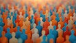 © Vadym - Colorful origami paper craft figures representing diversity, overpopulation. Group of abstract people in orange blue white color. Human crowd community concept.