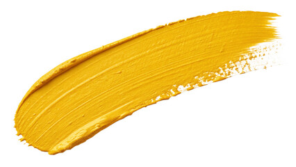 vibrant yellow curved brushstroke yellow banana leaf isolated on white background.