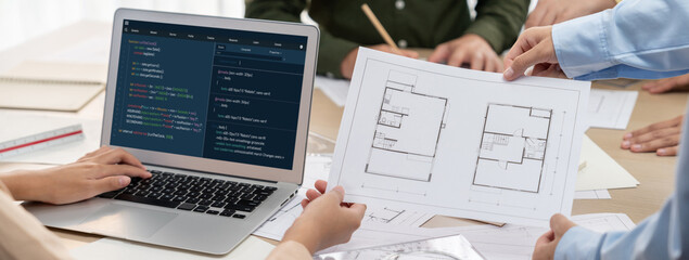 Wall Mural - software development programming on computer screen for brisk application and program coding