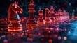 © StockCraft AI - 9.strategy planning concept, chess pieces glowing on a digital board, futuristic planning metaphor